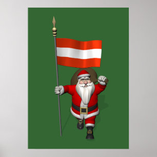 Santa Claus With Ensign Of Österreich Poster