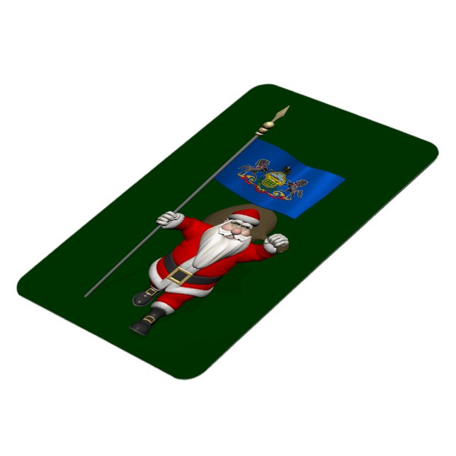 Santa Claus With Ensign Of  Pennsylvania Magnet (Left Side)