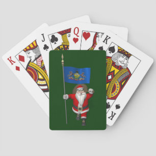 Santa Claus With Ensign Of Pennsylvania Playing Cards