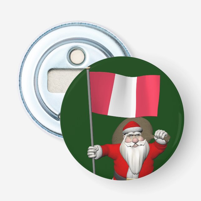 Santa Claus With Ensign Of Peru Bottle Opener (Front)