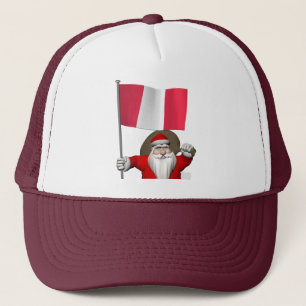 Santa Claus With Ensign Of Peru Trucker Hat