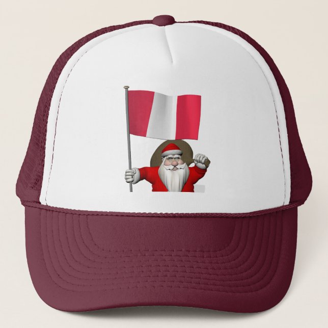 Santa Claus With Ensign Of Peru Trucker Hat (Front)