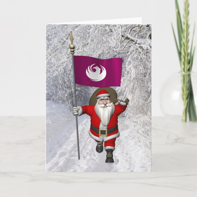 Santa Claus With Ensign Of Phoenix Holiday Card (Front)