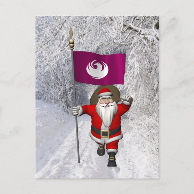 Santa Claus With Ensign Of Phoenix Holiday Postcard (Front)