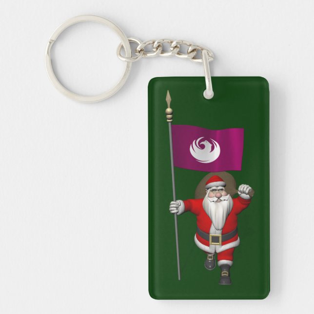 Santa Claus With Ensign Of Phoenix Key Ring (Front)