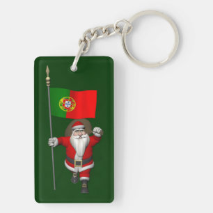 Santa Claus With Ensign Of Portugal Key Ring