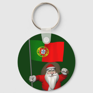 Santa Claus With Ensign Of Portugal Key Ring