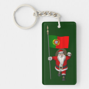 Santa Claus With Ensign Of Portugal Key Ring