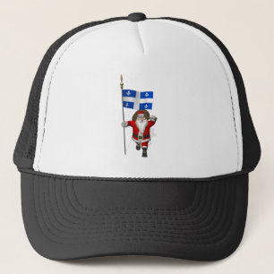 Santa Claus With Ensign Of Québec CDN Trucker Hat