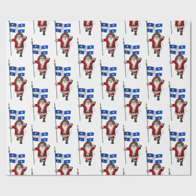 Santa Claus With Ensign Of Québec Wrapping Paper (Flat)