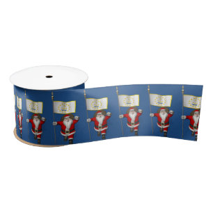 Santa Claus With Ensign Of Rhode Island Satin Ribbon