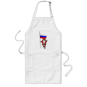 Santa Claus With Ensign Of Russia Long Apron