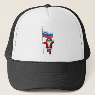 Santa Claus With Ensign Of Slovenia Trucker Hat