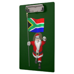 Santa Claus With Ensign Of South Africa Clipboard