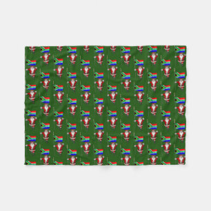 Santa Claus With Ensign Of South Africa Fleece Blanket