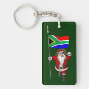 Santa Claus With Ensign Of South Africa Key Ring