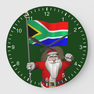 Santa Claus With Ensign Of South Africa Large Clock
