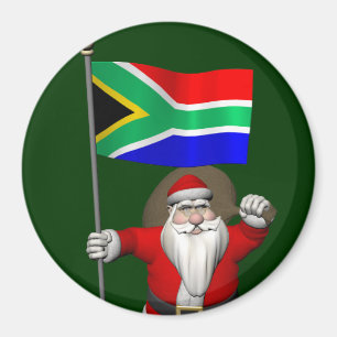Santa Claus With Ensign Of South Africa Magnet