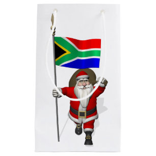 Santa Claus With Ensign Of South Africa Small Gift Bag