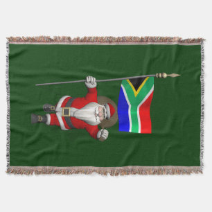 Santa Claus With Ensign Of South Africa Throw Blanket
