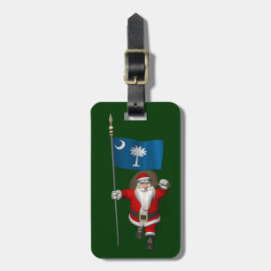 Santa Claus With Ensign Of South Carolina Luggage Tag