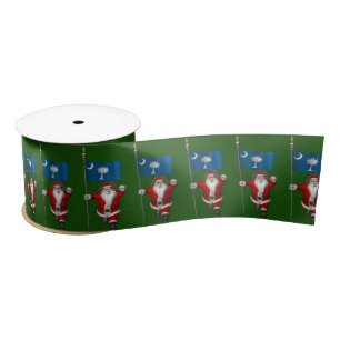 Santa Claus With Ensign Of South Carolina Satin Ribbon