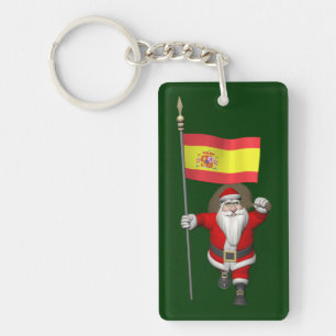 Santa Claus With Ensign Of Spain Key Ring