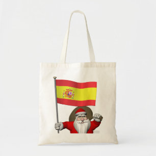 Santa Claus With Ensign Of Spain Tote Bag