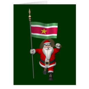 Santa Claus With Ensign Of Suriname