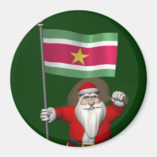 Santa Claus With Ensign Of Suriname Magnet