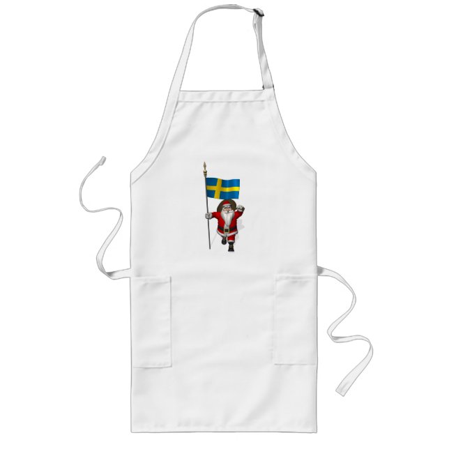 Santa Claus With Ensign Of Sweden Long Apron (Front)