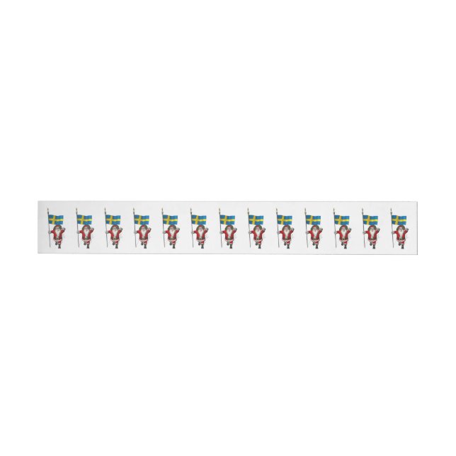 Santa Claus With Ensign Of Sweden Wrap Around Label (Individual)