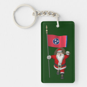 Santa Claus With Ensign Of Tennessee Key Ring
