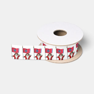 Santa Claus With Ensign Of Tennessee Satin Ribbon