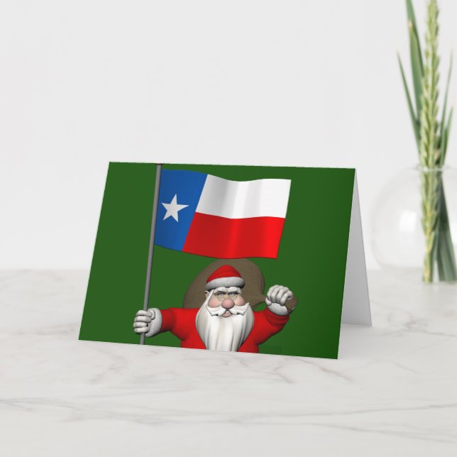 Santa Claus With Ensign Of Texas Holiday Card (Front)