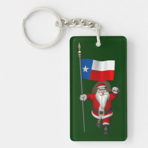 Santa Claus With Ensign Of Texas Key Ring