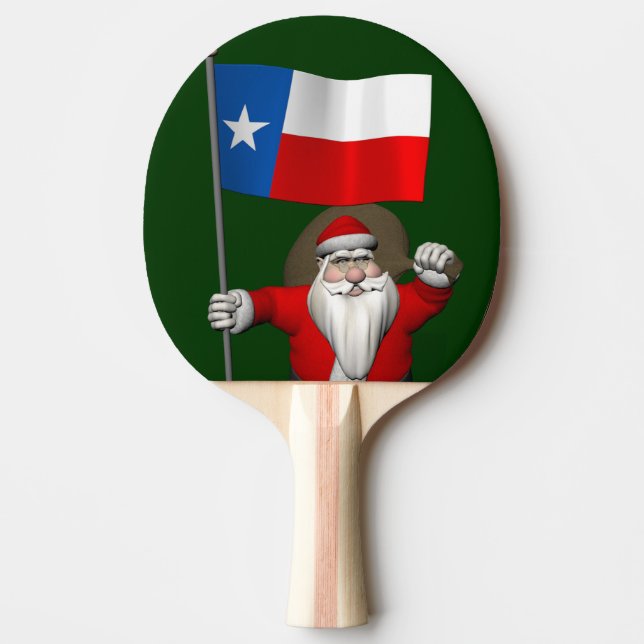 Santa Claus With Ensign Of Texas Ping Pong Paddle (Front)
