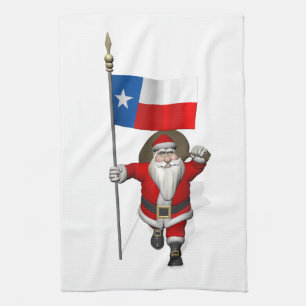 Santa Claus With Ensign Of Texas Tea Towel