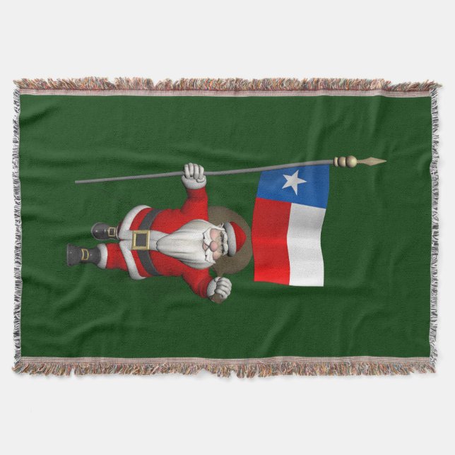 Santa Claus With Ensign Of Texas Throw Blanket (Front)