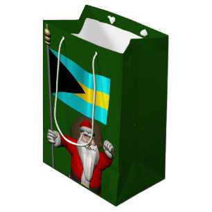 Santa Claus With Ensign Of The Bahamas Medium Gift Bag