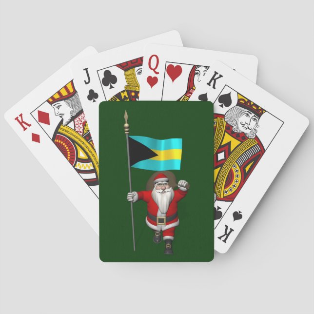 Santa Claus With Ensign Of The Bahamas Playing Cards (Back)
