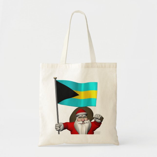 Santa Claus With Ensign Of The Bahamas Tote Bag (Front)