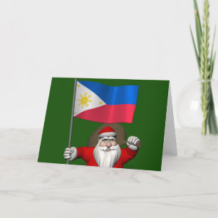 Santa Claus With Ensign Of The Philippines Holiday Card