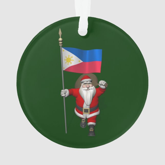 Santa Claus With Ensign Of The Philippines Ornament (Back)