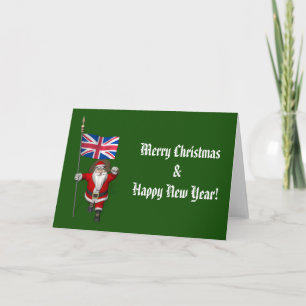 Santa Claus With Ensign Of The UK Holiday Card