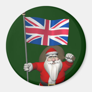 Santa Claus With Ensign Of The UK Magnet