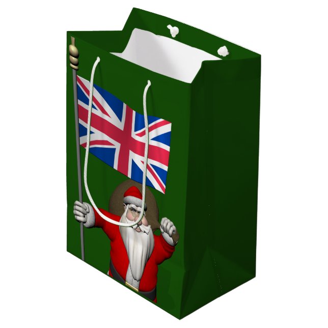 Santa Claus With Ensign Of The UK Medium Gift Bag (Front Angled)