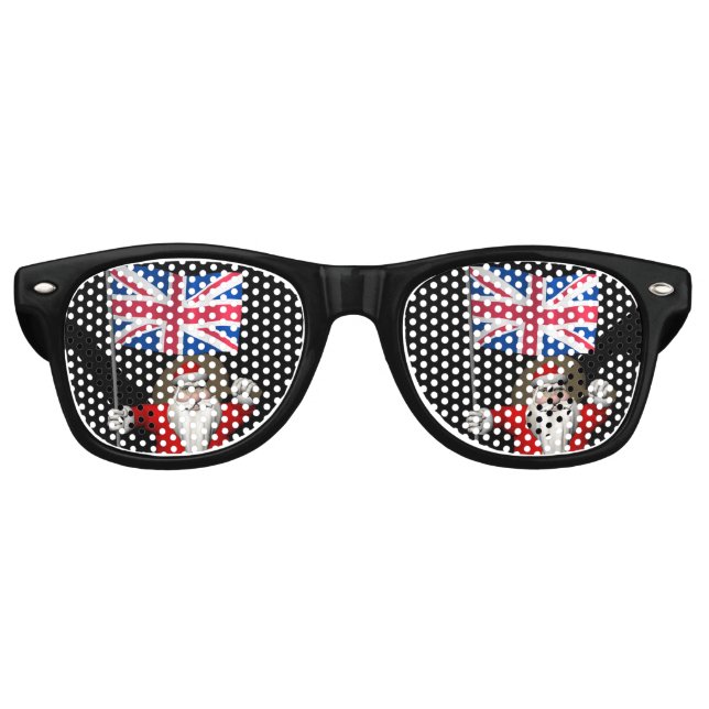 Santa Claus With Ensign Of The UK Retro Sunglasses (Front)