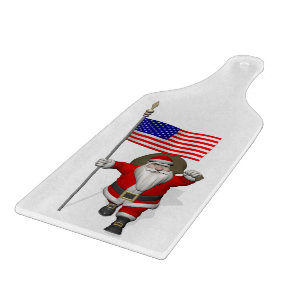Santa Claus With Ensign Of The USA Cutting Board