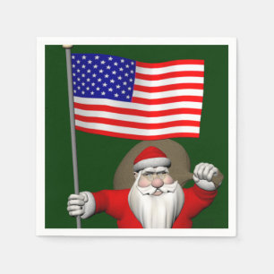 Santa Claus With Ensign Of The USA Napkin